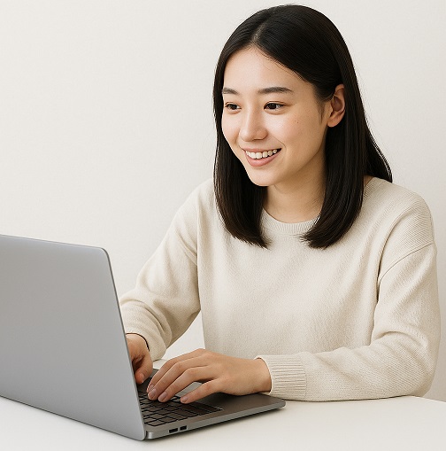 葵さんがPCを操作している写真